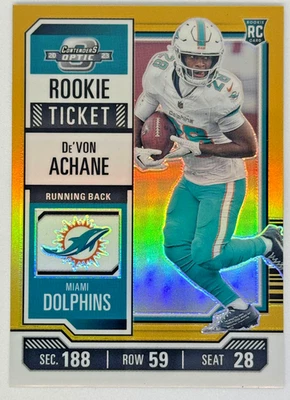 2023 Contenders Optic De'Von ACHANE #67 Orange Rookie Ticket /50 - Image 1 of 2