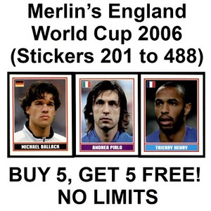 Merlin World Cup England 2006 (201 to 448) **Please Select Stickers**