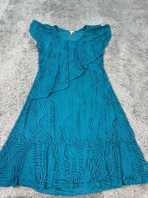 Vestido Reba Feminino Grande Verde Teal Renda Sierra Sunrise Pacific Wrap Babado Midi - Imagem 1 de 4