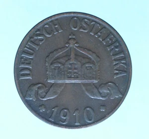 GERMAN EAST AFRICA GUGLIELMO II HELLER 1910 MONETE DA COLLEZIONE BRONZO COIN - Foto 1 di 2