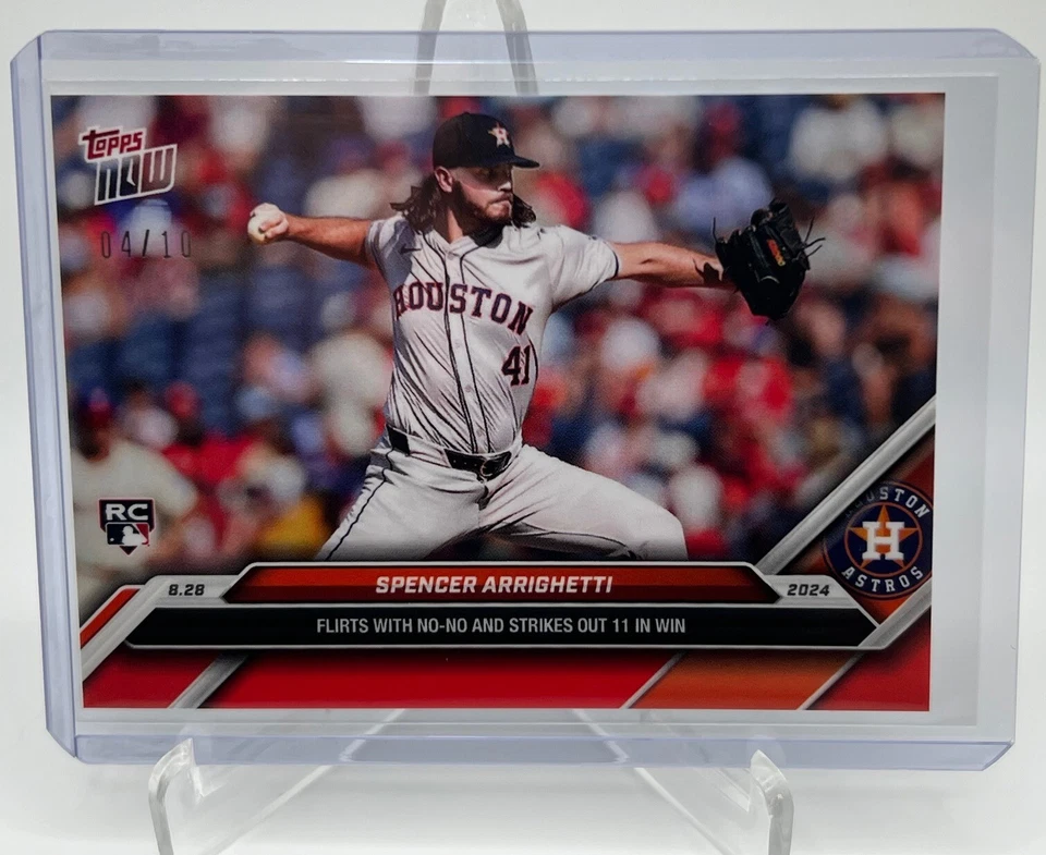 2024 Topps Now #606 Spencer Arrighetti RC Houston Astros RED Parallel 04/10 SP - Image 1 of 1