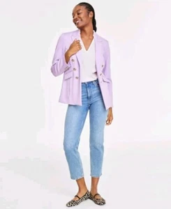 On 34th Women's Double Breasted Blazer Small Light Pink Lilac Fits Like ZARA - Picture 1 of 4