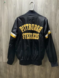 STARTER PITTSBURGH STEELERS SATIN VARSITY JACKE SCHWARZ NFL HERREN GRÖSSE SMALL - Bild 1 von 18