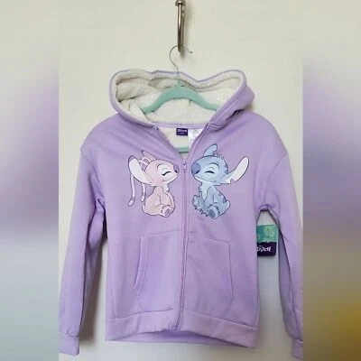 Disney Lilo & Stitch Girl's Sherpa Hoodie Zip-Up  - Stitch and Angel - Image 1 of 4