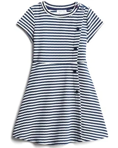 PERSAYA GIRL Size 5 Skater Dress Timeless Navy Blue White Stripes Short Sleeves - Picture 1 of 7