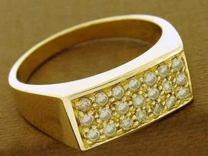 R153 GENUINE 9ct 9K Solid Gold NATURAL Sparkling 0.75ct Diamond Pave Ring size T - Picture 1 of 4