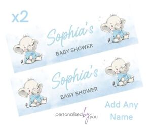 2x Personalised BABY SHOWER / GENDER REVEAL Banners LARGE Party Poster ELEPHANT