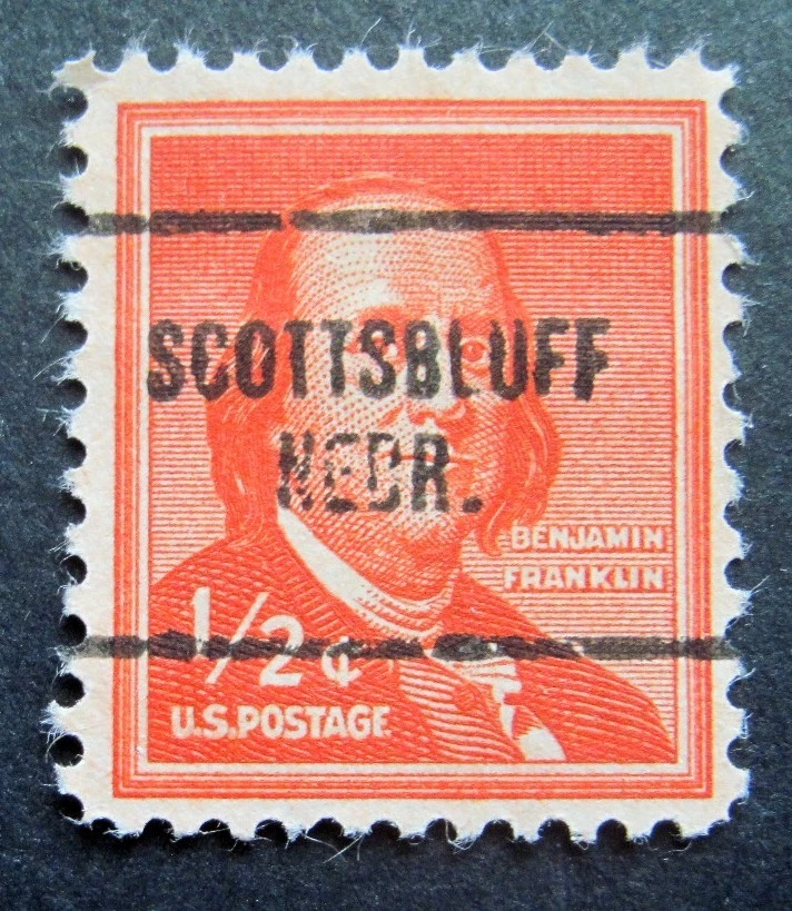 Sc # 1030 ~ 1/2 cent Liberty Issue, Precancel, SCOTTSBLUFF NEBR. - Image 1 of 1