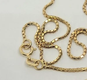 Authentic 14K Solid Yellow Gold Box Chain Necklace 0.55mm-0.9mm All Size 16"-24" - Picture 1 of 15