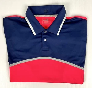 PUMA Navy Blue/Hot Pink Short Sleeve Button-Up Golf/Tennis Shirt - Size XL - Picture 1 of 12