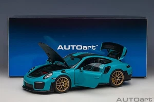1/18 AUTOart PORSCHE 911 CARRERA GT2 RS 991.2 WEISSACH PACKAGE MIAMI BLUE 78175 - Picture 1 of 18