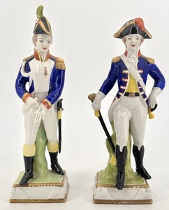 2 Modern Reproduction CERAMIC NAPOLEONIC SOLDIER ORNAMENTS Signed D mark - Picture 1 of 16