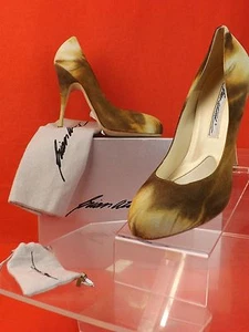 NIB BRIAN ATWOOD BROWN TIE DYE SUEDE TONYA ROUND TOE HIGH HEEL PUMPS 37 $595 - Picture 1 of 12
