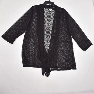 Collections Etc. Black Lace Cardigan Style Swim Cover Up Size XL - Picture 1 of 6