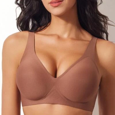Women's Deep V Wireless Bras Non Underwire Push Up Seamless Padded Comfort Bra - Image 1 of 4