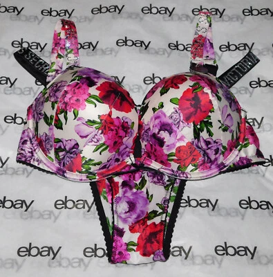 NUEVO Victoria's Secret Bombshell Sujetador Floral 36B y Conjunto Brasileño Grande L VS Foto 1 de 3