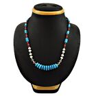 Natural Turquoise Gemstone Cluster Tribal Necklace 925 Silver For Girls O1