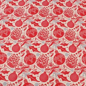 Stoff Meterware Schleifen Zapfen Kugeln Rot Mischgewebe Tischdecke Kissen Deko - Bild 1 von 8