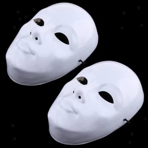 2 Pieces DIY Unpainted Mask White Blank Face Mask Masquerade Costume Masks - Picture 1 of 7
