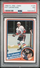 1984 O-PEE-CHEE #129 PAT LaFONTAINE RC PSA NM 7