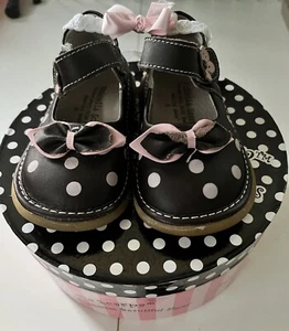 Aldabella Scarpa Pink & Brown Polka Dot Mary Janes Size 8 With Box - Gently Used - Picture 1 of 5