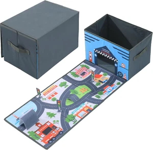 Toy Car Storage Box with 3D Play Mat Dark Grey Organizer for Kids Cars Included - Picture 1 of 1