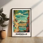 Affiche de voyage style rétro Marseille France