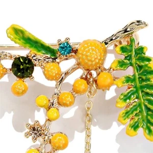 Estilo Retro Esmalte Mimosa Broche Corsé Abrigo Pin Planta Accesorios Mujeres - Imagen 1 de 7