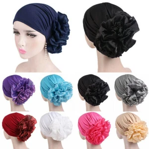 Women Hair Loss Turban Cap Big Flower Muslim Cancer Chemo Beanie Hat Head Cover - Picture 1 of 21