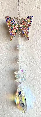Многоцветный кристалл золотой бабочки драгоценности Suncatcher окно солнца вися новый - Изображение 1 из 4
