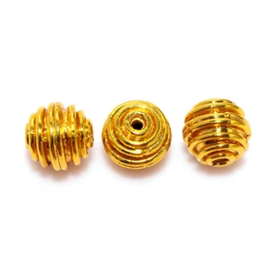 4 PCS 10MM BALI BEAD 18K GOLD PLATED JEWELRY MAKING BEAD 607 - Picture 1 of 3