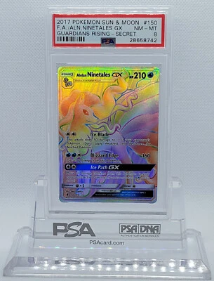 POKEMON GUARDIANS RISING ALOLAN NINETALES GX #150 SECRET RARE PSA 8 NM-MT #* - Image 1 of 4