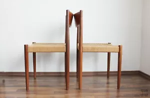 2 Poul Volther Teak dining chairs Esstisch Stuhl Papierkordel 60er Dänemark - Bild 1 von 16