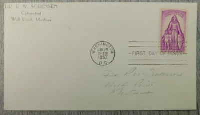 First Day Of Issue WA DC 1957 Those Who Helped Fight Polio Stamp Envelope Cover - Image 1 of 4