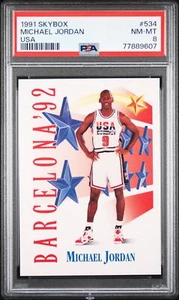 Michael Jordan 1991 Skybox Barcelona '92 Team USA #534 Chicago Bulls - PSA 8 - Picture 1 of 2