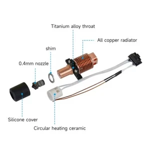 Upgraded Hardened Steel Nozzle Ceramic HeatingHotend Kit For Bambu Lab P1P P1S - Picture 1 of 15