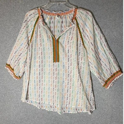 Top Ivy Jane Color My World Mujer XL Arco Iris Bordado Boho Festival Western Foto 1 de 4