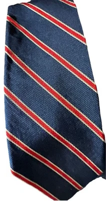 The Silk Company of London Neck Tie All Silk Striped Red White Blue England - Image 1 of 4