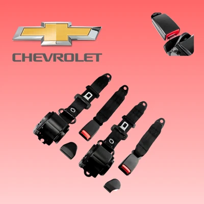 Paquete de 2 cinturones de seguridad traseros universales retráctiles ajustables de 3 puntos para todos Chevrolet Foto 1 de 4