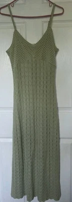 NWOT Sz L Hollister Crochet Sage Green Maxi Slip Dress, Lined to Knees, Cotton - Image 1 of 4
