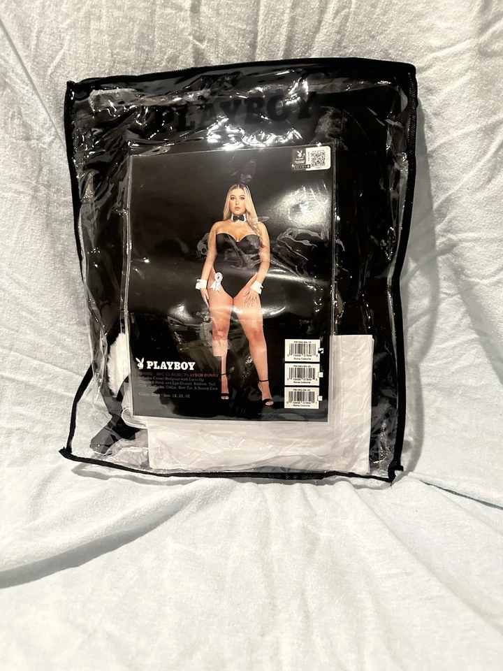 Black Playboy Bunny Costume Set Bodysuit Rabbit Ears Tail Cuffs Bow Tie PB156 - Image 1 of 2