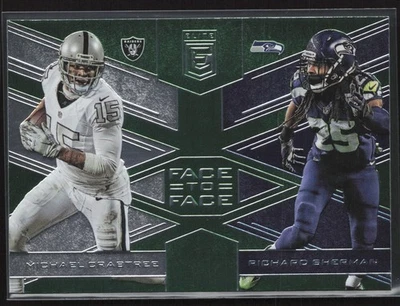 2017 Donruss Elite #1 Richard Sherman / Michael Crabtree Face to Face Green - Image 1 of 2