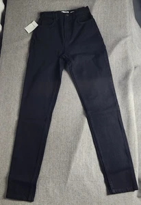 Pantalones de mezclilla para mujer American Apparel cintura alta talla 24 negros 100 % algodón - Imagen 1 de 8