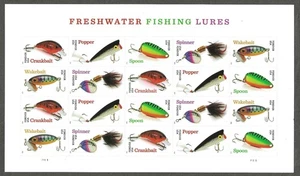 5961-65 MNH Sheet of 20 Forever stamps, Freshwater Fishing Lures - Picture 1 of 1