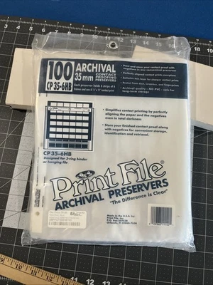 Print File 35-6HB 35mm Archival Negative Storage Pages, 100 Sheets 6 Strips New - Image 1 of 4