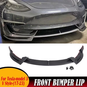 Parachoques delantero para Tesla Modelo 3 2017-2023 alerón labial divisor fibra de carbono ABS - Imagen 1 de 13