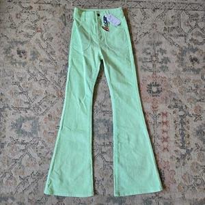 Hammies High Rise Corduroy Bell Bottom Pants NWT Honeydew Sz 24 - Picture 1 of 7