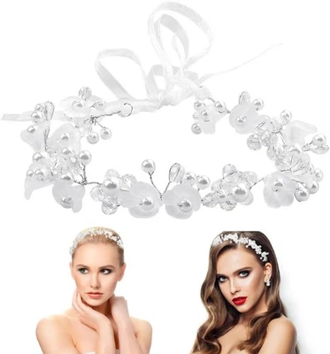 Braut Haarschmuck Perlen Hochzeit Kommunion Stirnband Braut Kopfschmuck - Bild 1 von 4