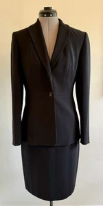 Ann Taylor Pant Suit 2 Piece Blazer & Skirt Black Size 2 - Picture 1 of 10