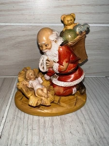 Vintage 1989 Fontanini Santa Arrodillado Niño Jesús y Peluche #599 Italia Pintado a Mano - Imagen 1 de 12